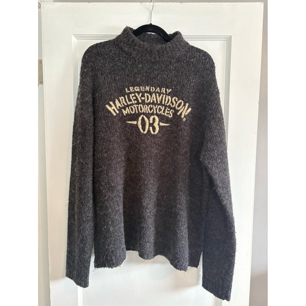 Harley-Davidson Men's Charcoal Gray Knit Sweater with Logo Size XL